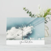 Lampe Pole Ciel Bleu Nuages Fils Carte d'invitatio (Debout devant)