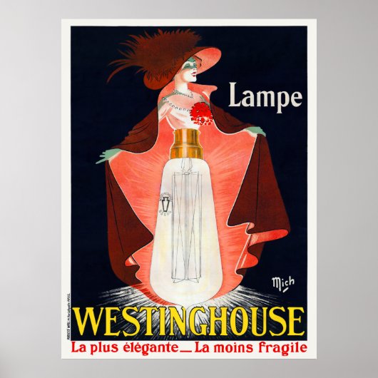 Lampe Westinghouse France Poster vintage 1912 (Devant)