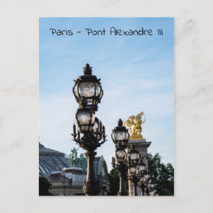 Lampen op Pont Alexandre III - Parijs, Frankrijk Briefkaart
