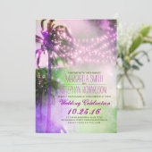 lampes à cordes palmiers plage mariage invitation (Debout devant)