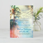 lampes à cordes palmiers plage mariage invitation (Debout devant)