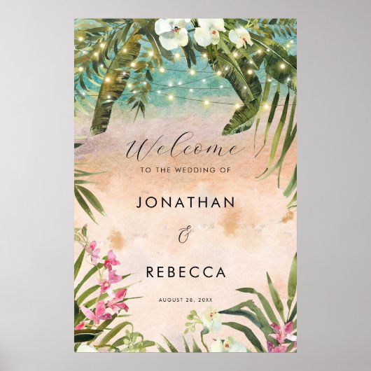 lampes d'orchidées tropicales affiche de bienvenue (Devant)