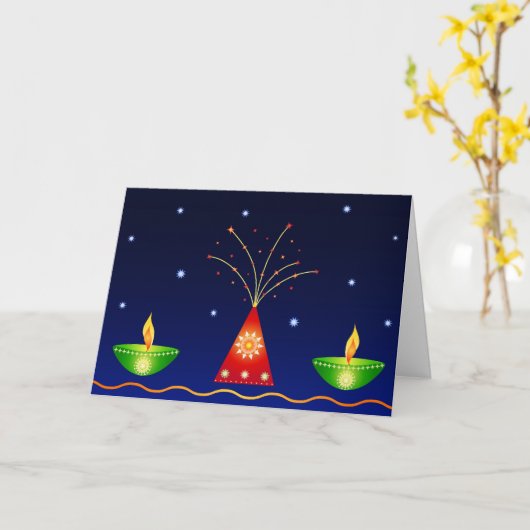 Lampes et feux d'artifice - carte (Fleur jaune)