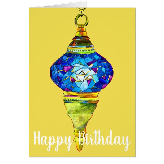 Lampes turques bleues mosaïque art aquarelle (Devant)