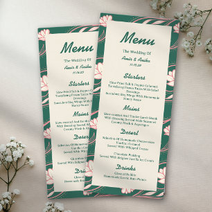 Lampions Lotus Verts Roses Menu de Mariage Indien