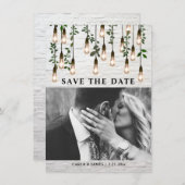 lampjes Botanische White Brick Weddenschap Save The Date (Voorkant / Achterkant)