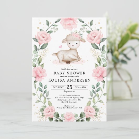 lamproze Baby shower met schouderwets zweten Kaart (Staand voorkant)