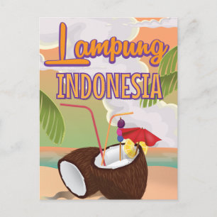 Lampung Indonesië vintage vakantieposter. Feestdagenkaart