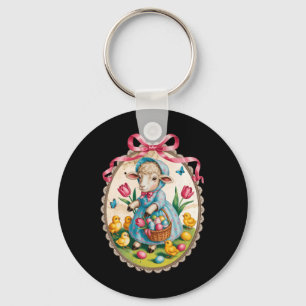 Lams Pasen Konijn Eierenjacht Vintage Lente Roze S Sleutelhanger