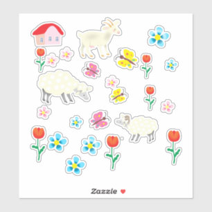 Lamsbloemen en huis sticker