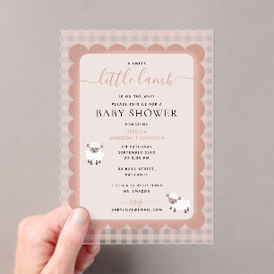 Lamsboerderij Feest Dieren Roze Meisje Baby Shower Acryl Uitnodigingen