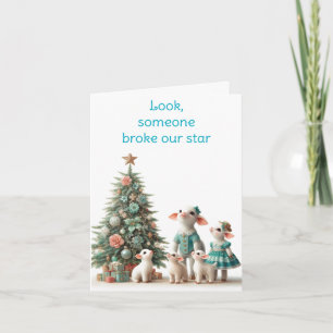 Lamsfamilie Kerst Kaart