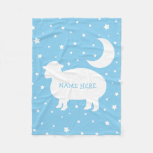 Lamsmaan & Sterren Baby Blauw & Wit Fleece Deken