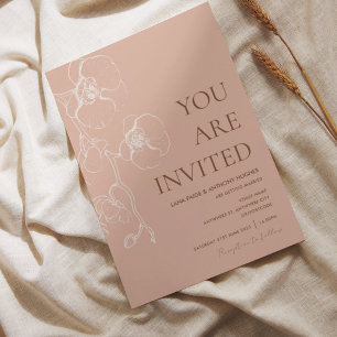 LANA Modern Latté Orchid Wedding Invitation Kaart