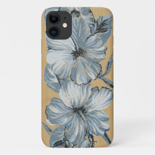 Lanai Hawaiian Blue Hibiscus Faux Wood iPhone 11 Hoesje