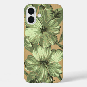 Lanai Hawaiian Hibiscus Faux Wood Green iPhone 16 Plus Hoesje