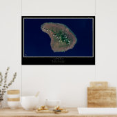 Lanai Island Hawaii Satellite Poster Map (Keuken)