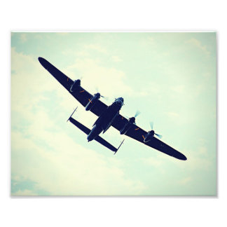 Lancaster Bomber in Flight. Foto Afdruk