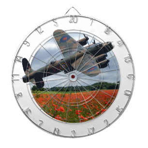 Lancaster Bomber over een papaverveld Dartbord
