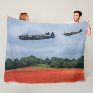 Lancaster Bomber over een papaverveld Fleece Deken