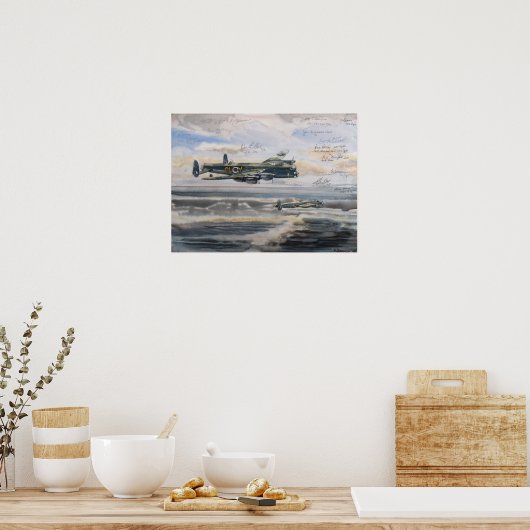Lancaster-bommenwerper over gebombardeerde U-bootp Poster (Keuken)