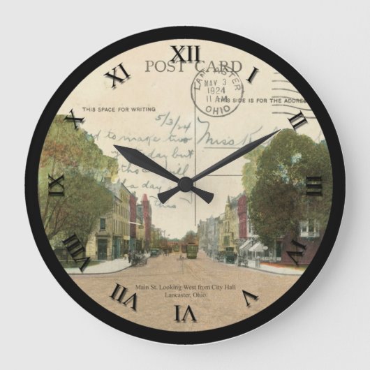 Lancaster Ohio Post Card Clock Grote Klok (Voorkant)