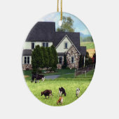 Lancaster PA - Familie Boerderij met Koeien in de Keramisch Ornament (Rechts)