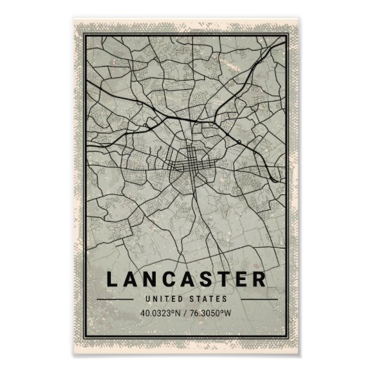 Lancaster united states map print poster canvas (Devant)