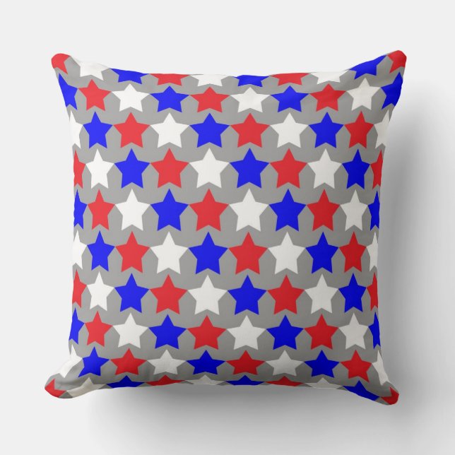 Lance oreiller rouge blanc et bleu étoiles (Recto)