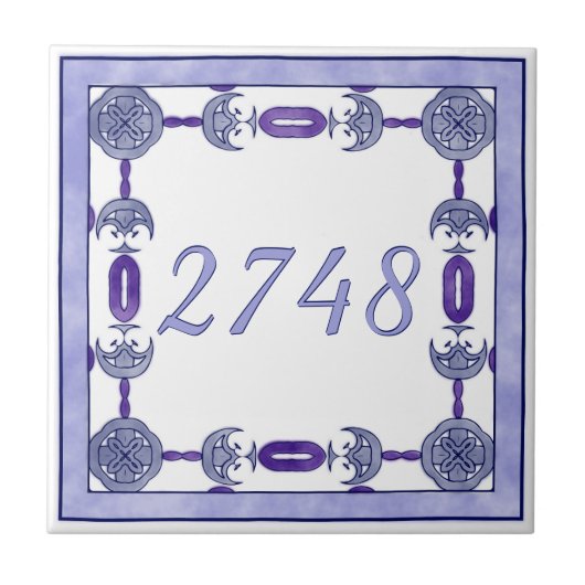 Lanceernummer en Paars klein huisnummer Tegeltje (Voorkant)