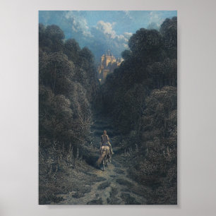 Lancelot die het kasteel van Astolat nadert Poster
