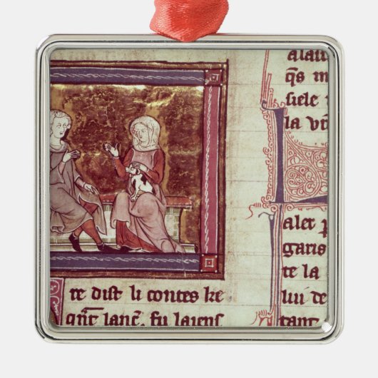 Lancelot en Guinevere zitten te praten Metalen Ornament (Voorkant)