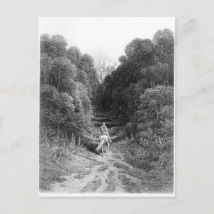 Lancelot nadert het kasteel in Astolat Briefkaart