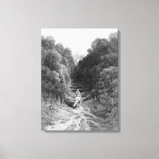 Lancelot nadert het kasteel in Astolat Canvas Afdruk (Voorkant)