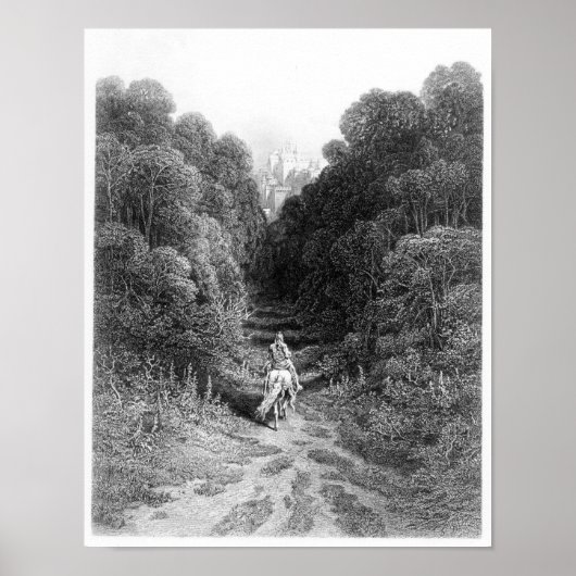 Lancelot nadert het kasteel in Astolat Poster (Voorkant)