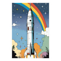 Lancement de la fusée spatiale rétro Glossy Poster