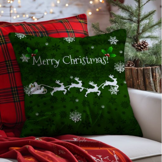 Lancer Coussin de Père Noël Vert et Renne