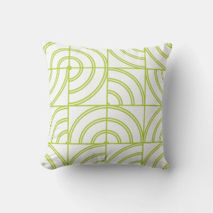 Lancer de coussin géométrique abstrait vert citron