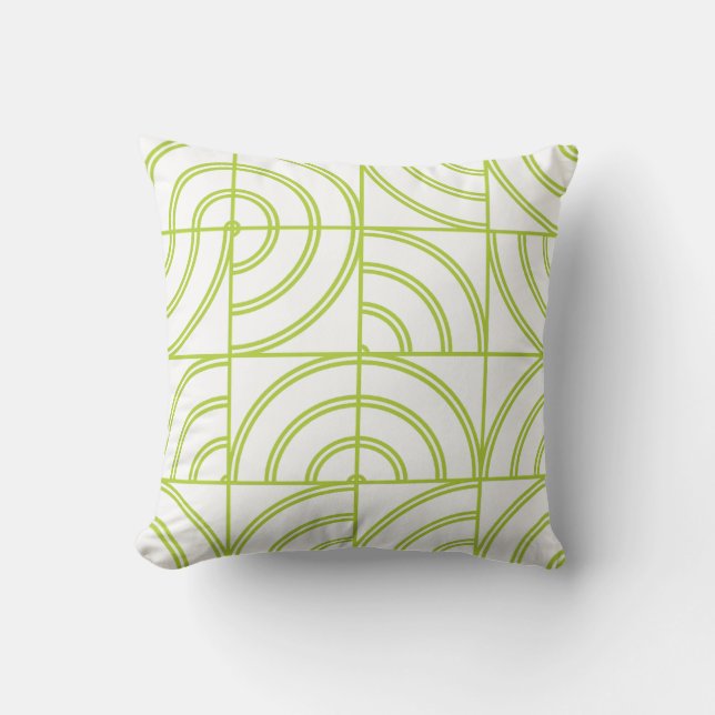 Lancer de coussin géométrique abstrait vert citron (Recto)