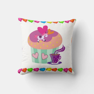 Lancer des oreillers Cupcake Coeurs