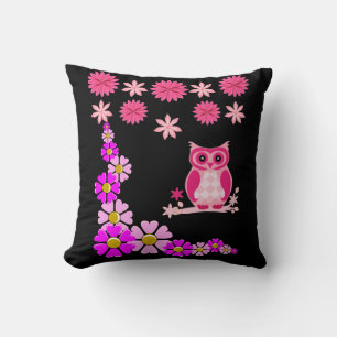 lancer oreiller décore hibou floral