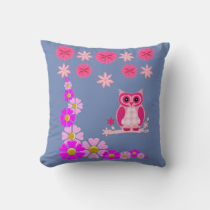lancer oreiller décore hibou floral
