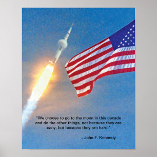 Lancering van Apollo 11 met Amerikaanse vlag Poster