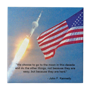 Lancering van Apollo 11 met Amerikaanse vlag Tegeltje