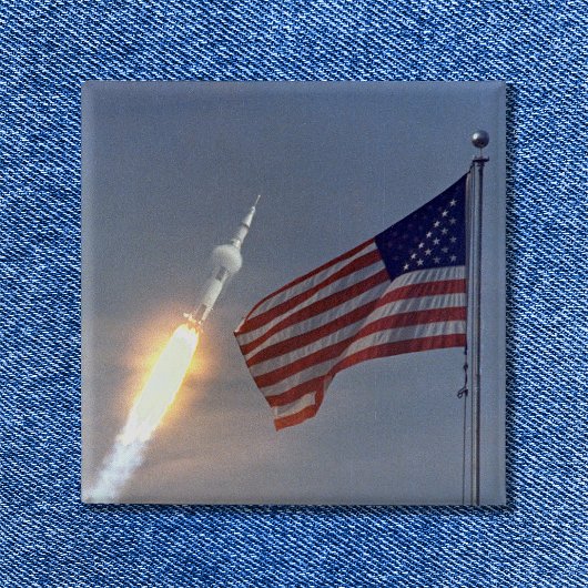 Lancering van Apollo 11 Vierkante Button 5,1 Cm