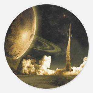 lancering van Rocket Ronde Sticker