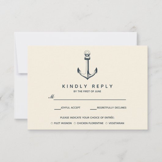 L'Ancre bleue | Mariage RSVP avec choix de repas (Devant)