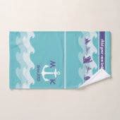 L'Ancre ondule le monogramme nautique de yacht de (Serviette à main)