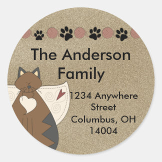Land Angel Cat Round Return-label Ronde Sticker