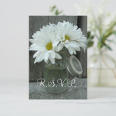 Land/Barn Wedding RSVP - Daisies Mason Jar (Staand voorkant)